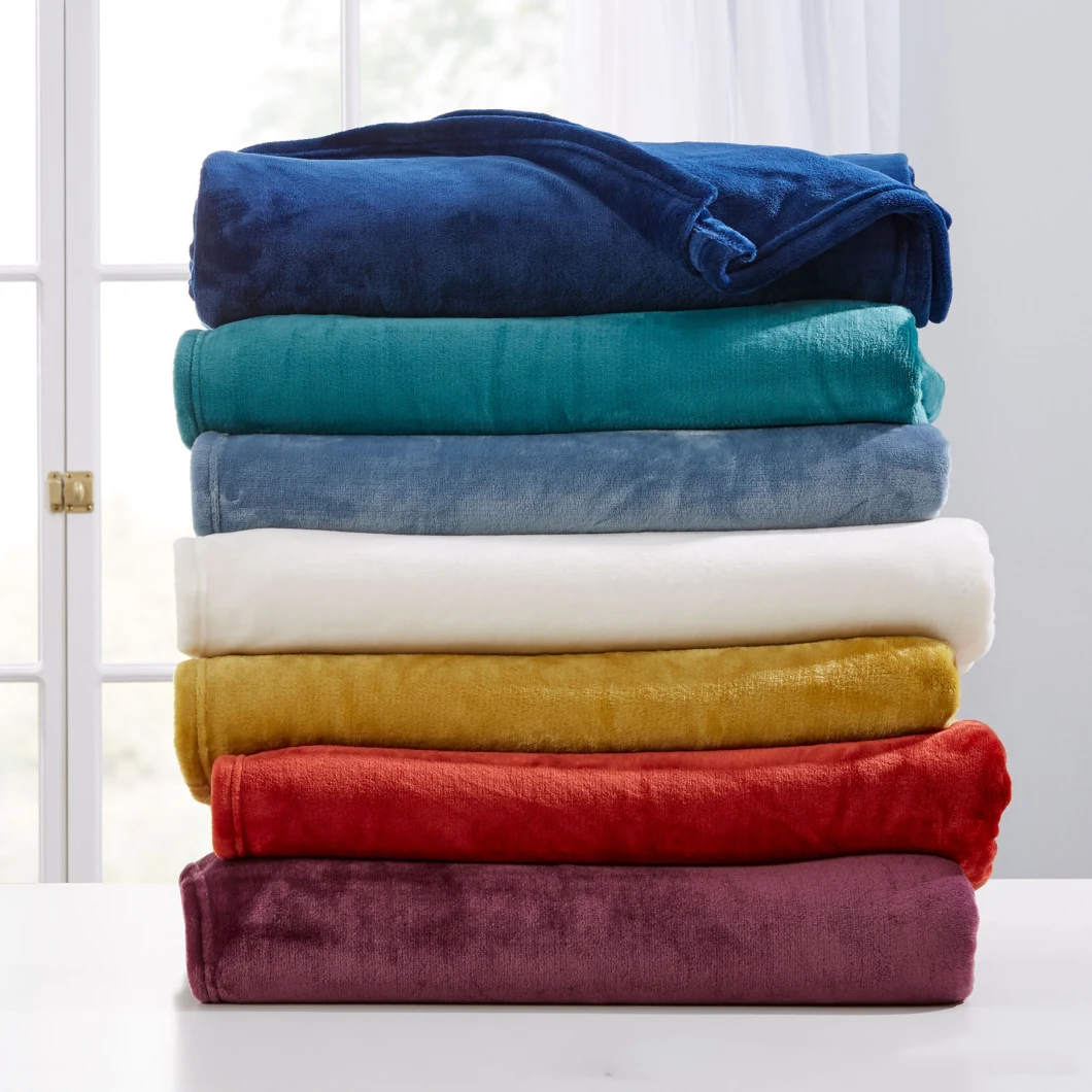 Microfiber Throw Fleece Bed Blanket Wholesale Cheap Solid Coral Flannel Blanket Winter Blanket