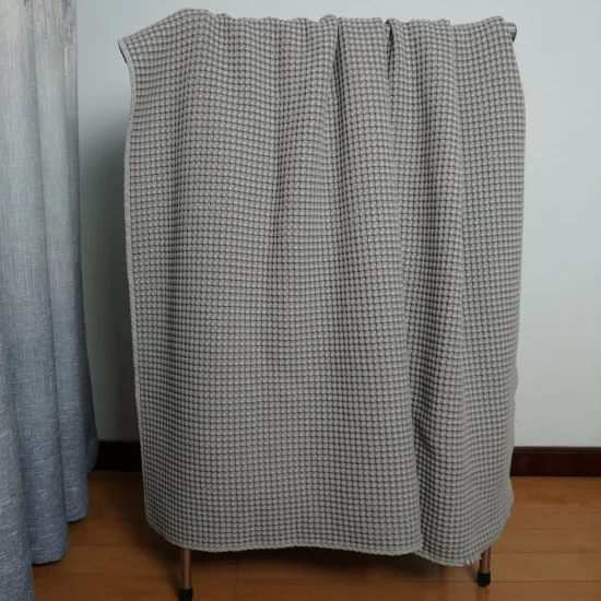 Cobertor Waffle de algodão de luxo por atacado de fábrica, leve e respirável, cobertor para cama e sofá com efeito tingido em 3D e fio 410GSM