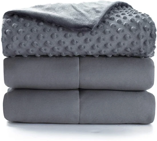 Amostra de personalização Minky Cobertor de dupla camada ponderado Cobertor de algodão personalizado Cor cinza macio Cobertor ponderado