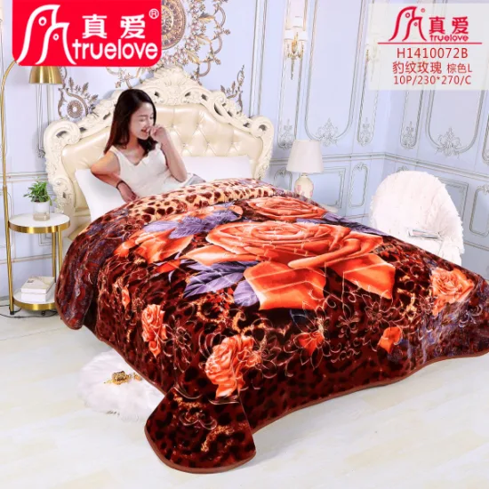 Conjunto de cama de lã de malha de poliéster de poliéster quente nublado de lã macia 1 camada 2 camadas com relevo coreano Queen King Raschel cobertor de vison coreano