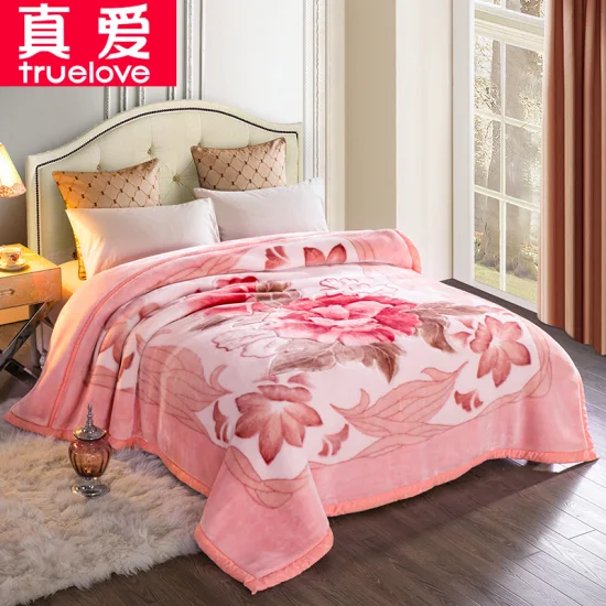 Cobertor de vison da China Fábrica de lã em relevo para cama de poliéster macio para inverno cobertor coreano Raschel de flanela nublado Sherpa muçulmano conjunto de cama